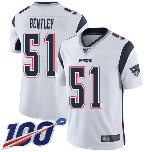 New England Patriots Football #51 100th Season Limited White Men Ja Whaun Bentley Road NFL Jersey